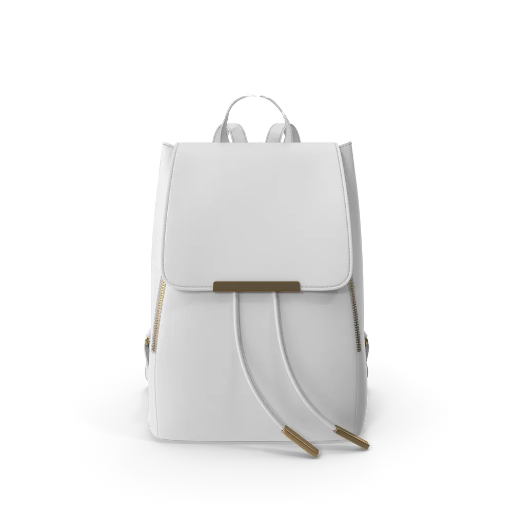 White Faux Leather Backpack view 1