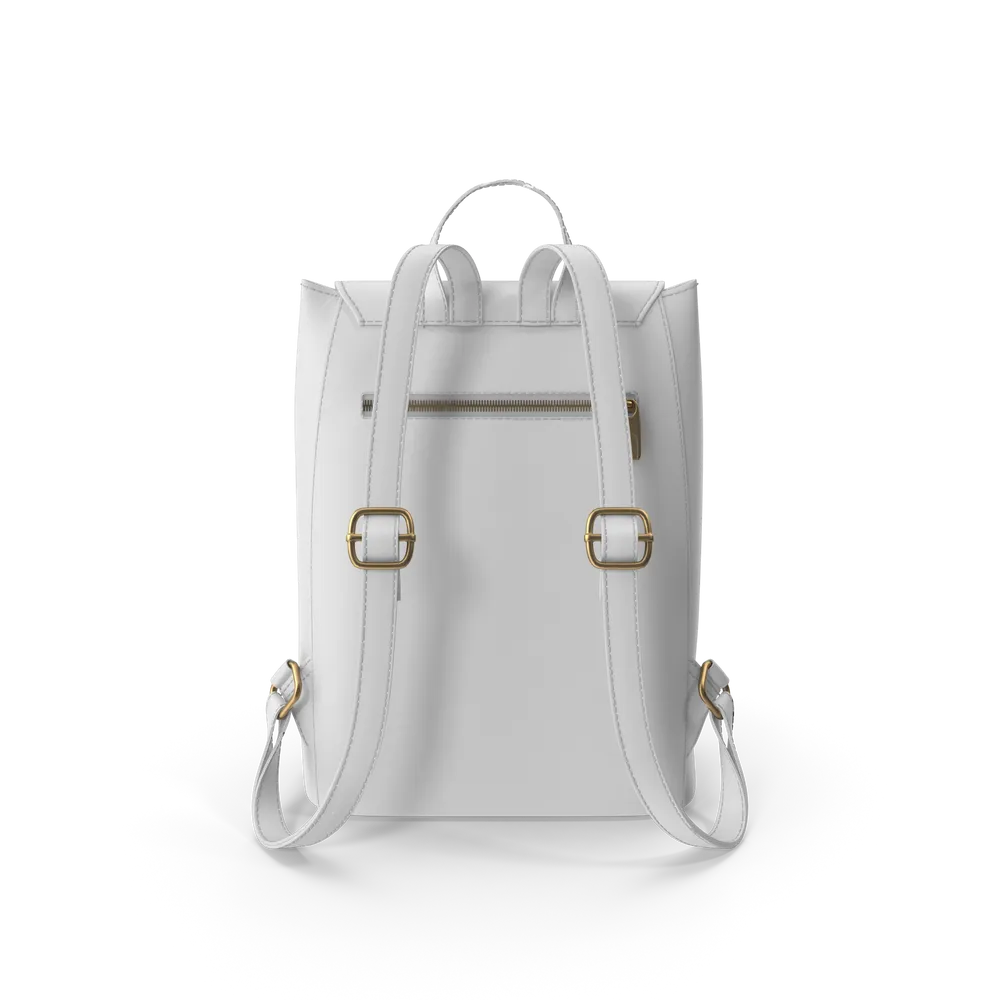 White Faux Leather Backpack view 2