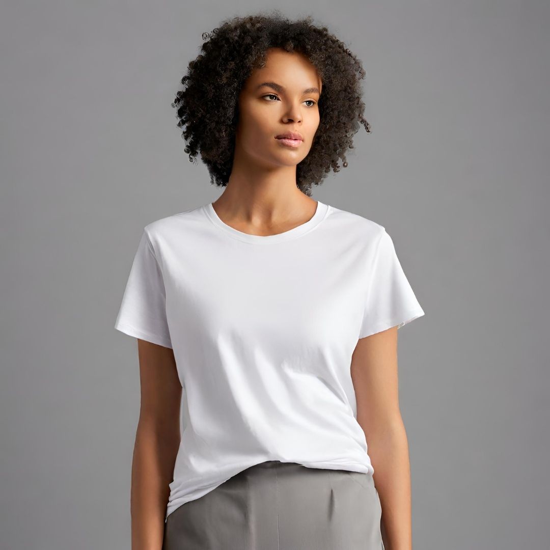Classic White Crew Neck T-Shirt view 2