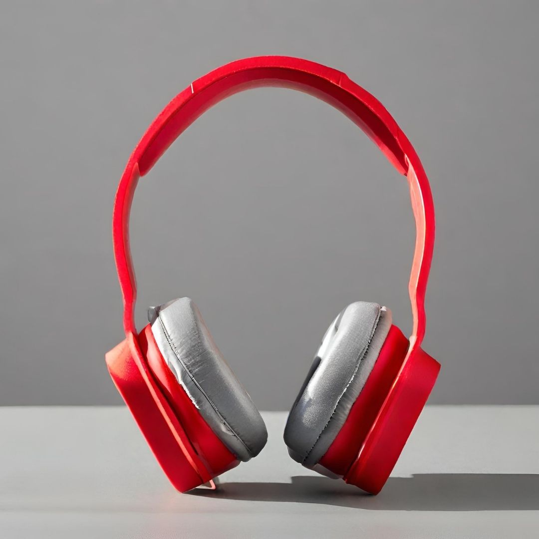 Stylish Red & Silver Over-Ear Headphones view 2