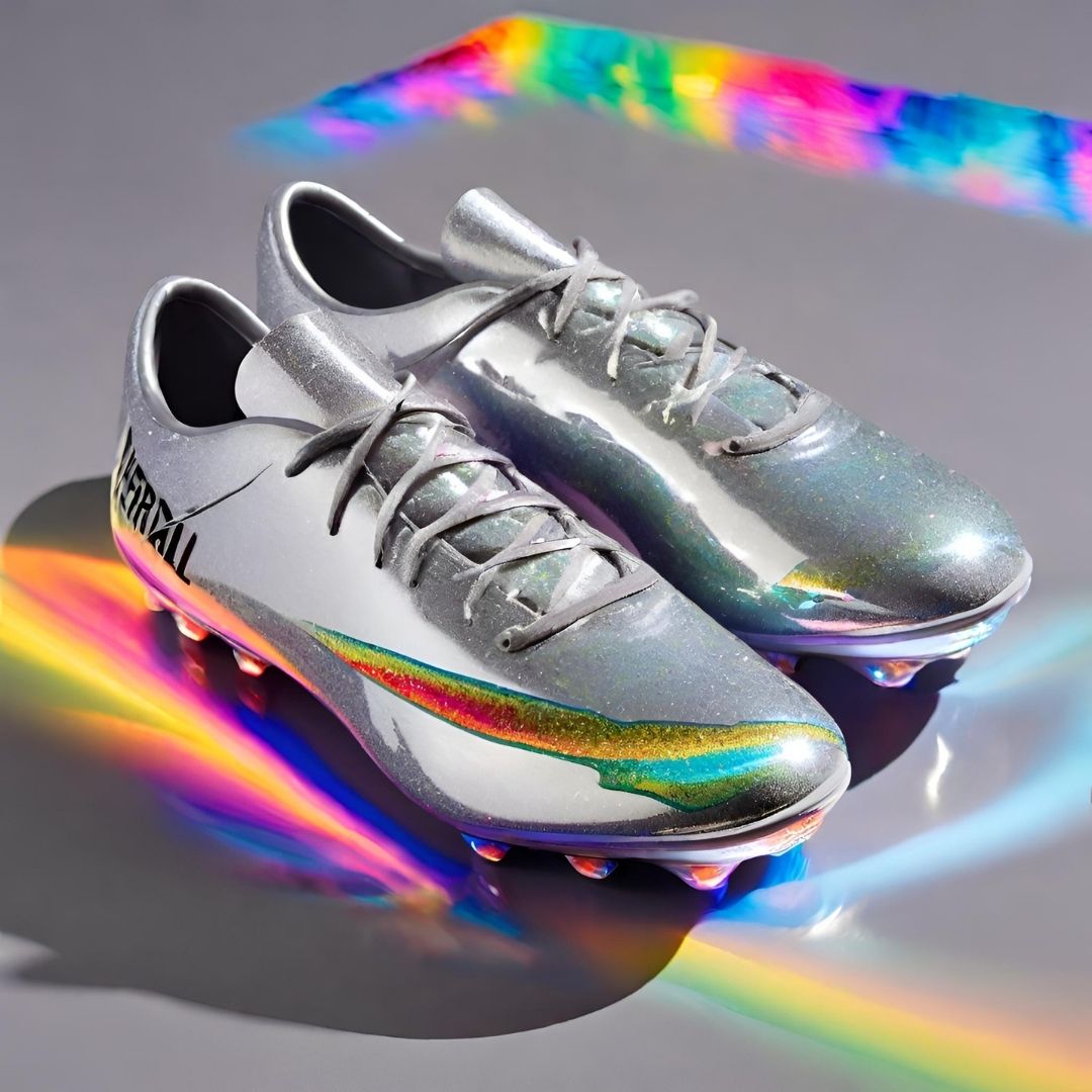 Futuristic Holographic Soccer Cleats view 1