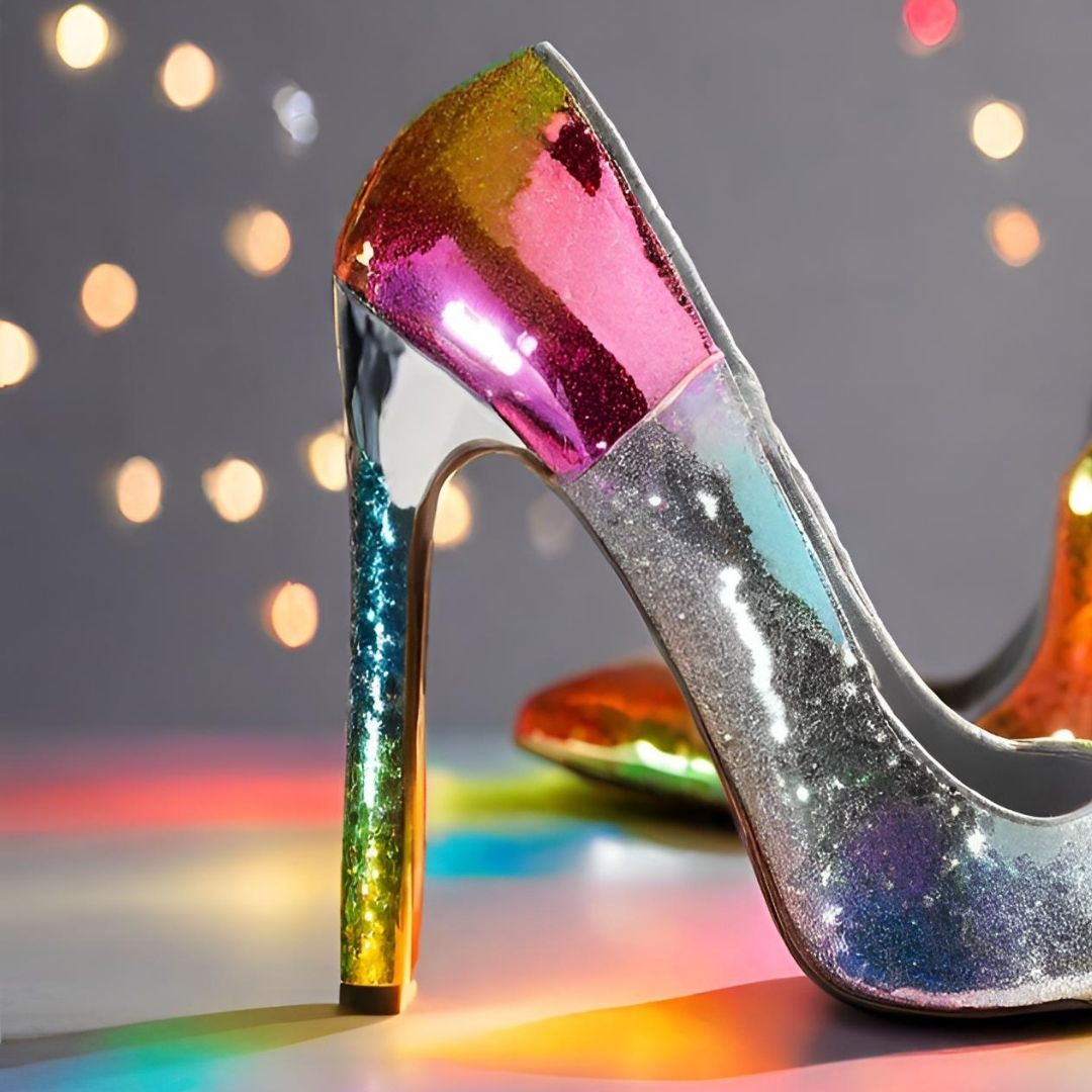 Rainbow Glitter High Heels view 2