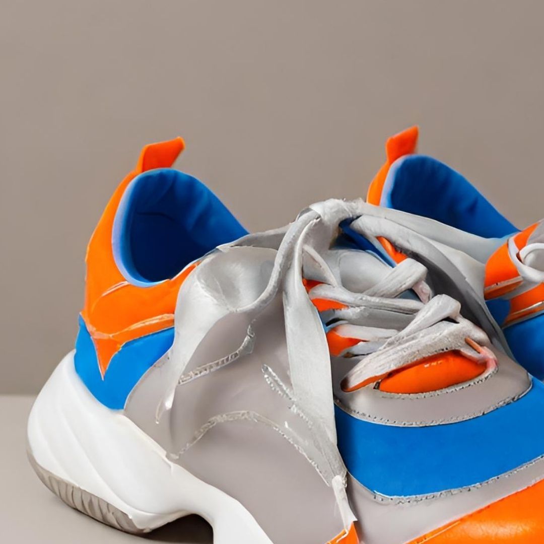Vibrant Runners: Bold Orange & Blue Sneakers view 2